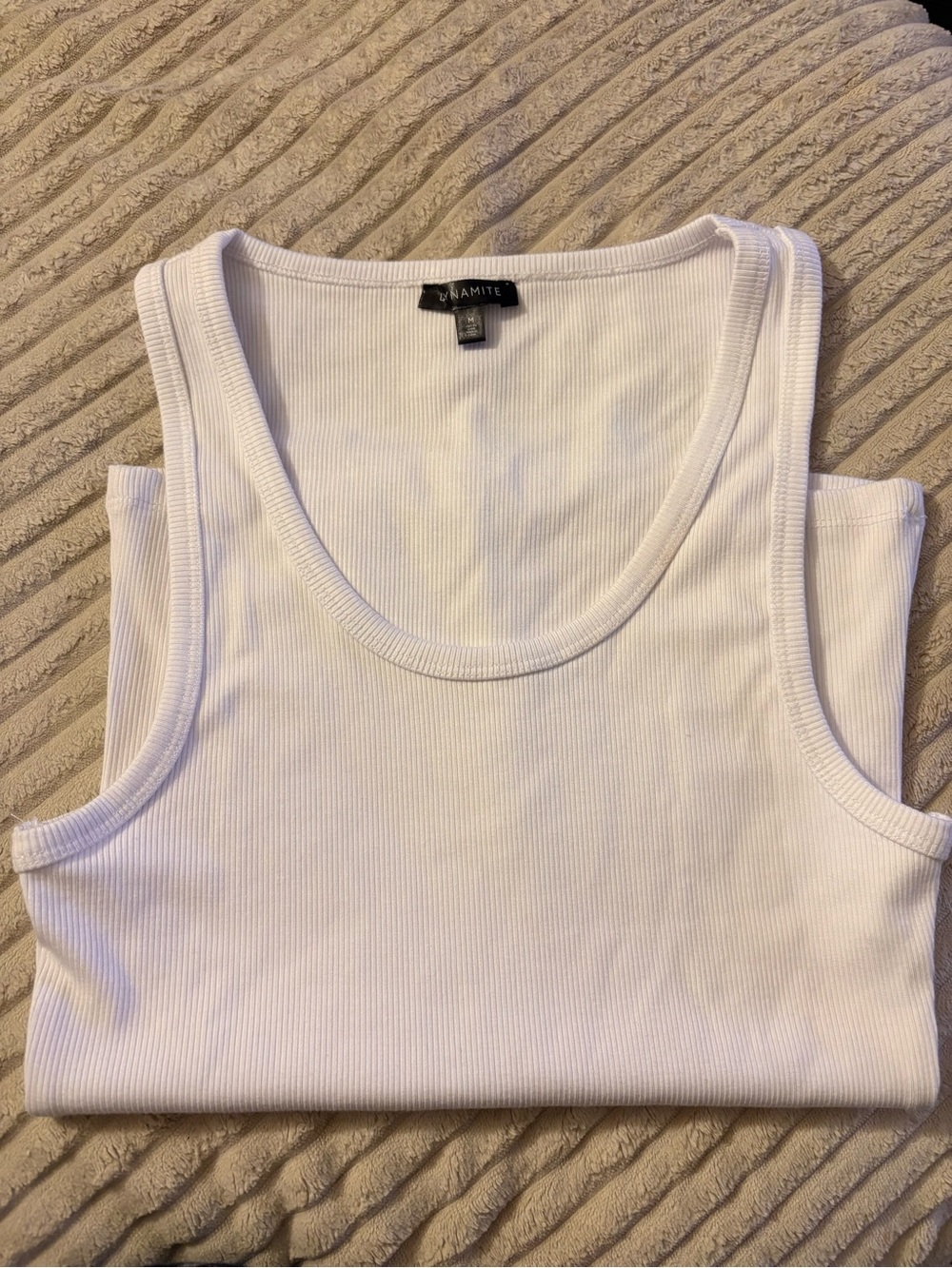 Dynamite White Ribbed Tank Top – Size M